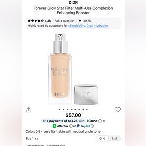 🍀Dior Forever Glow Star Filter Complexion Enhancing Booster - Shade 0